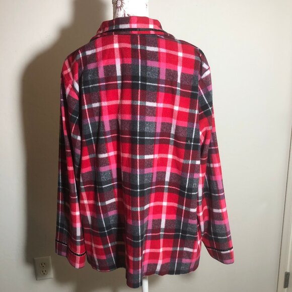 🟥 Anne Klein Red Plaid Button-Up Jacket – Cozy, Preppy, & Vintage-Inspired - Picture 5 of 8
